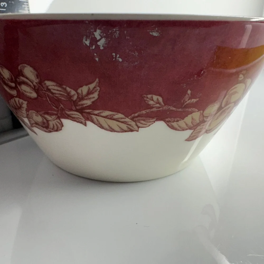 Vintage Waverly Red Floral Ceramic Bowl‎ Kitchenware Cereal Dish Garden Room
